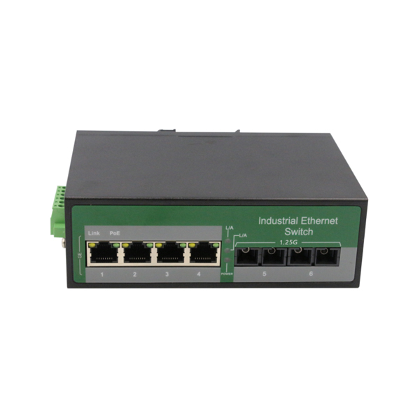 4 Port RJ45+2 Port optical Industrial media convertor,101001000Mbps 19 (Single-Mode (Tx1310nm and Rx1550 for each) ,Single,SC 20km) output max WPX-C24G-SC20