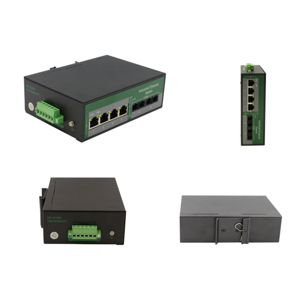 Rugged 4 Port ethernet +2 Port SFP Industrial switch, 10100Mpbs output, max. 120W budget DC12~52V input dual power supply in,earth ground protection WPX-C24F-SF