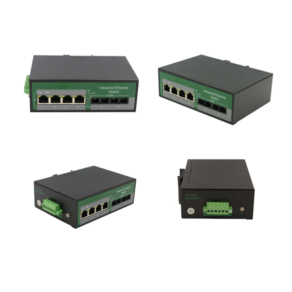 Rugged 4 Port ethernet +2 Port SFP Industrial switch, 10100Mpbs output, DC12~52V input dual power supply in,earth ground protection +4 port POE WPX-C24FP-SFP
