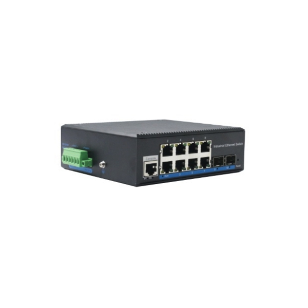 Din-rail design, Alliuminun L2+ Managed Industrial Switch, 101001000Mbps 8-Port RJ45+2-Port gigabit SFP,DC12~52V -40℃-80℃ WPX-28BGS-MN-SFP (smaller size)