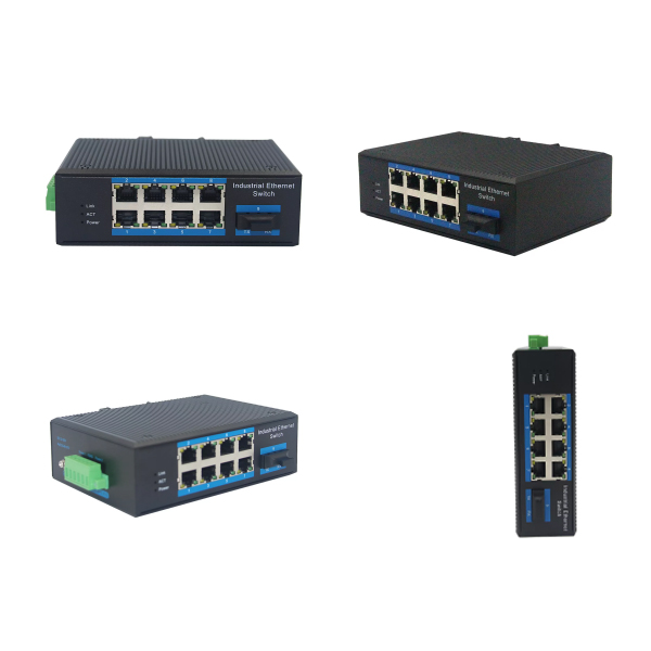 Industrial grade 100Mbps 8 port ethernet switch+1 port 1-8 Port PoE optional -40 ~80 ℃ WPX-18FP-SFP