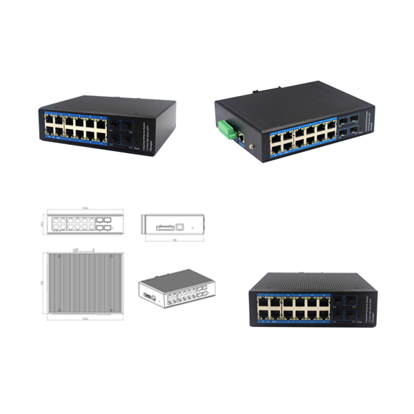 High-Speed Alliuminun L2+ Industrial Switch 12-Port RJ45 Plus 4 Gigabit SFP WPX-412BGS-SFP