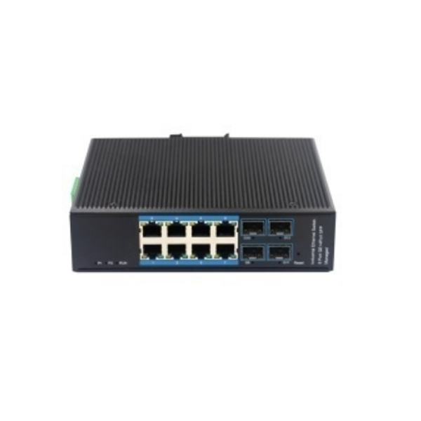 Din-Rail Mounted 8-Port RJ45 And 4-Port Gigabit Managed Industrial Switch WPX-48BGS-MN-SFP