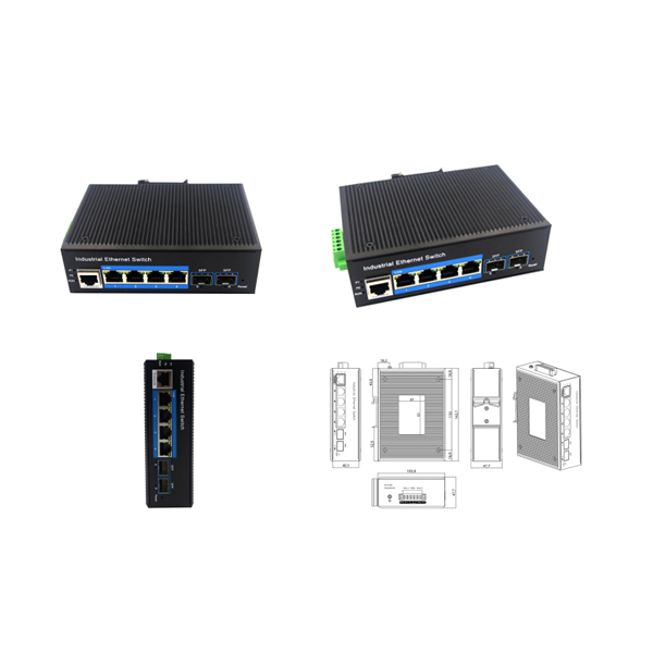 Din-rail design, Alliuminun L2+ Managed Industrial Switch, 101001000Mbps 4-Port RJ45+2-Port gigabit SFP,DC12~52V -40℃-80℃ WPX-24BGS-SFP