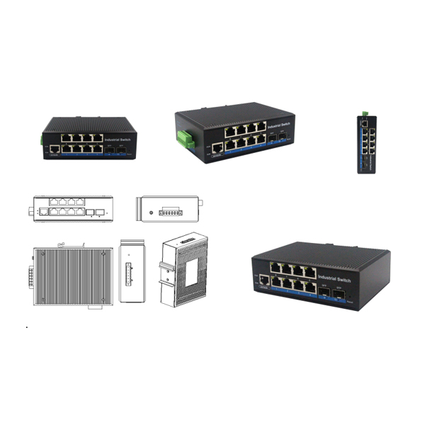 Din-rail design, Alliuminun L2 Managed Industrial Switch, 101001000Mbps 8-Port RJ45+2-Port gigabit SFP,DC12~52V -40℃-80℃ WPX-W8GS-MNB-SFP (smaller size)