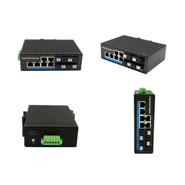 Alliuminun Unmanaged Industrial Switch, 101001000Mbps 6-Port RJ45+4-Port optical 19 (Single-Mode (1310nm) ,Dual,SC 20km) ,DC48~57V -40℃-80℃, 4 port PoE WPX-46GP-SC20